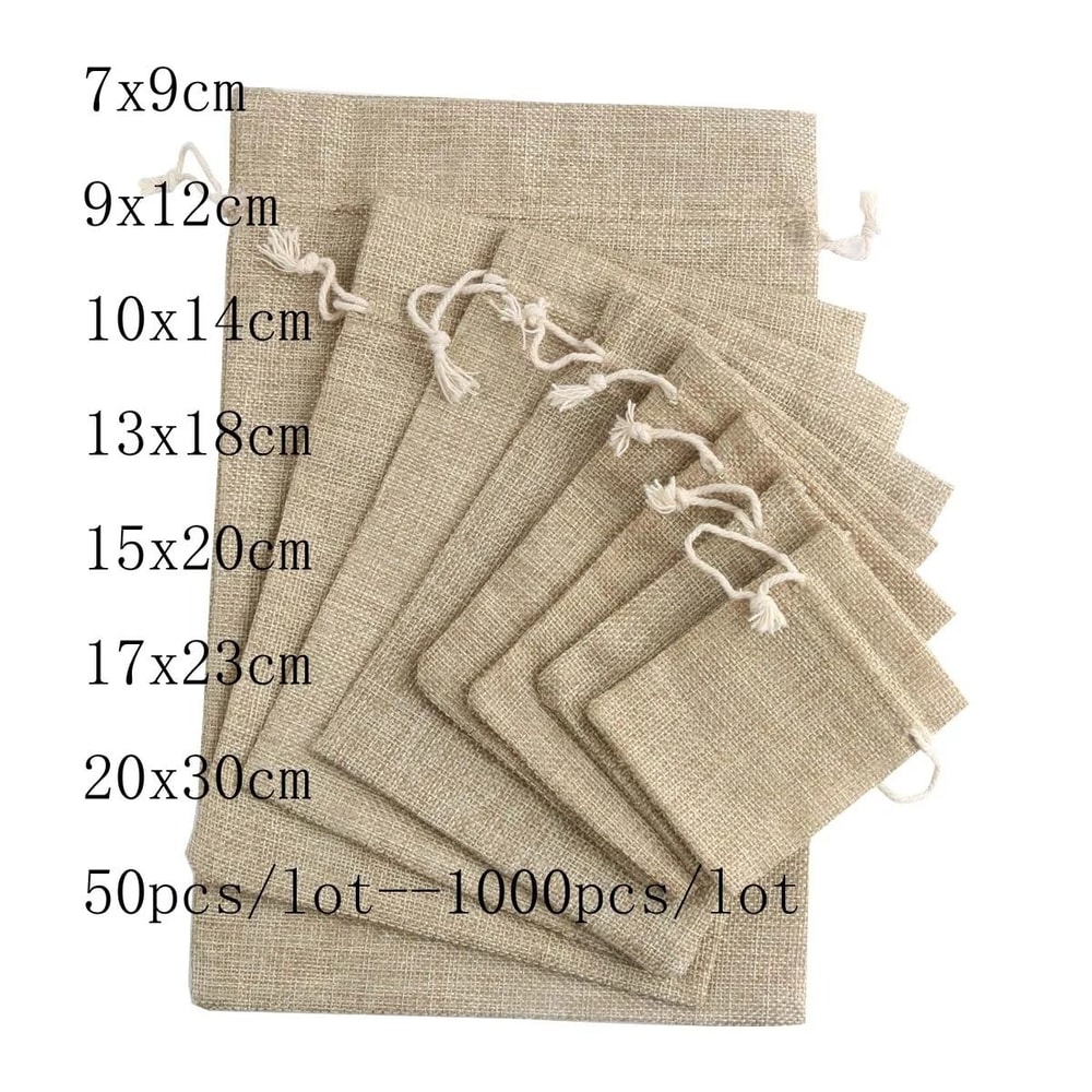 Jute Cotton Linen Jewelry Bags HighPerformance Drawstring Packaging Pouches Burlap Wedding Sacks 0