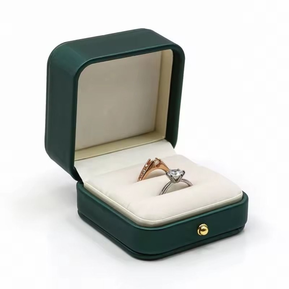 Vintage Double Slots Jewelry Box HighPerformance PU Leather Case For Wedding Proposal Engagement 9