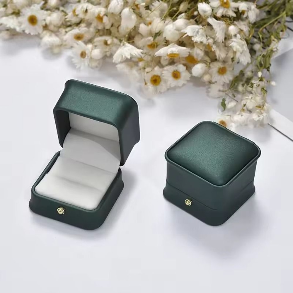 Vintage Double Slots Jewelry Box HighPerformance PU Leather Case For Wedding Proposal Engagement 13