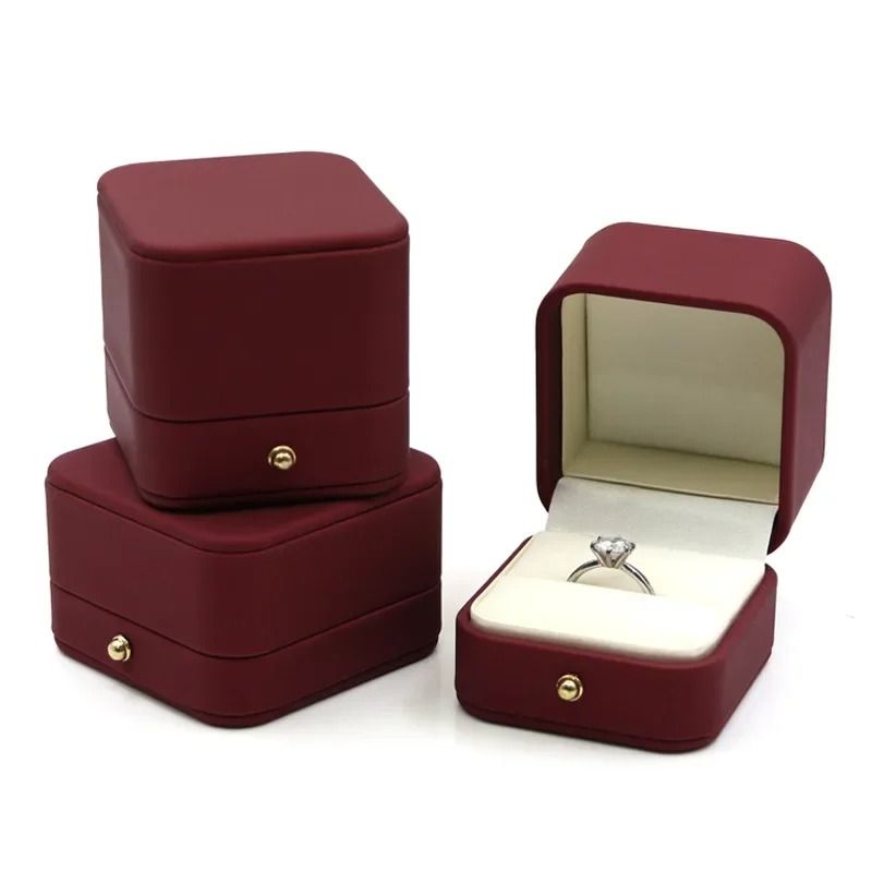 Vintage Double Slots Jewelry Box HighPerformance PU Leather Case For Wedding Proposal Engagement 14