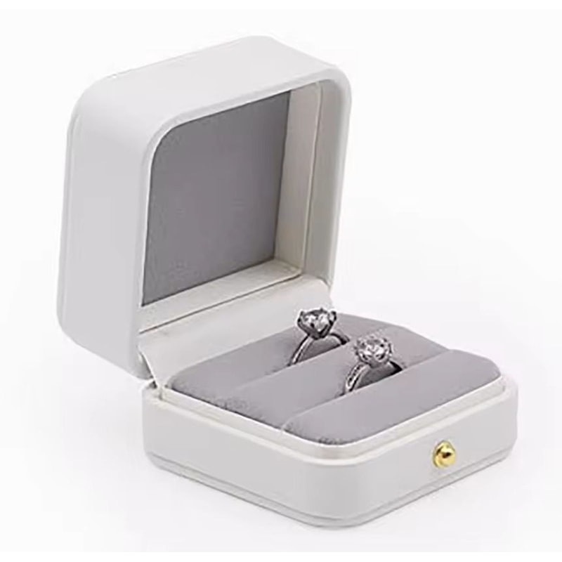 Vintage Double Slots Jewelry Box HighPerformance PU Leather Case For Wedding Proposal Engagement 23