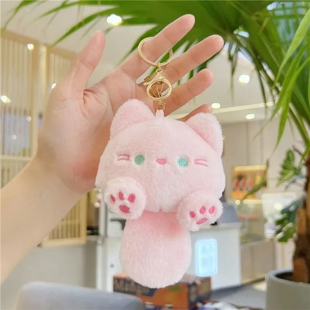 Cute Plush Cat Squeak Keychain Kawaii Accessory Pendant For Backpacks Handbags Schoolbags 11