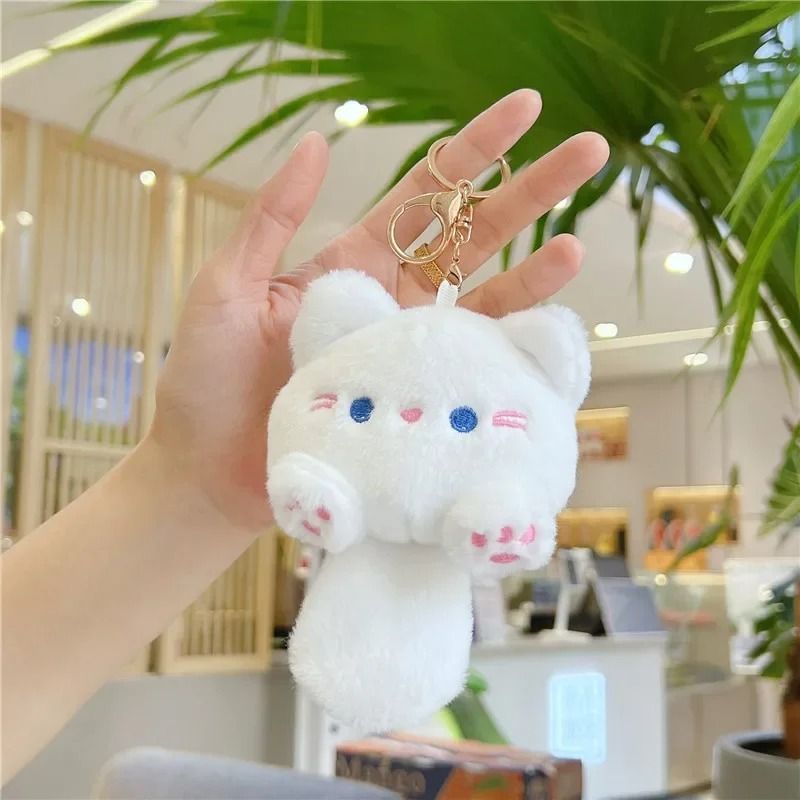 Cute Plush Cat Squeak Keychain Kawaii Accessory Pendant For Backpacks Handbags Schoolbags 6