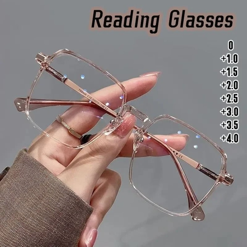 Trendy Transparent Reading Glasses HighDefinition AntiBlue Light Presbyopia Eyewear For Women Men 0