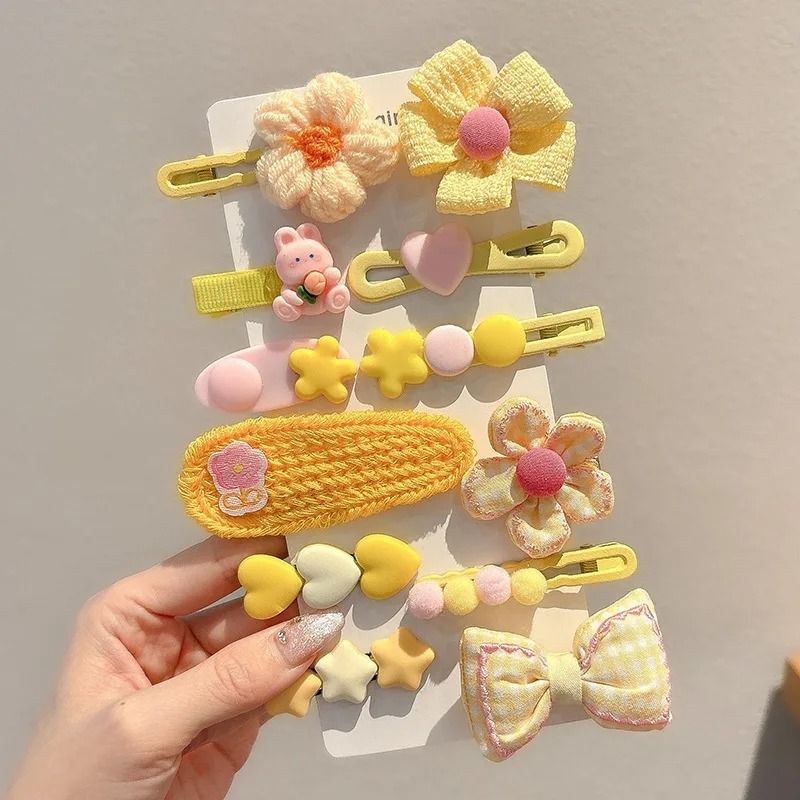 Korean Cartoon Plush Hair Clips Cute Winter Rabbit Flower Barrettes For Girls 1014PCS Set 19