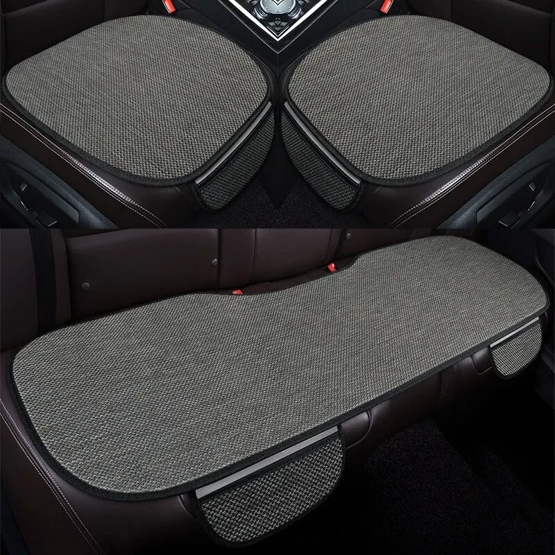 Burlap Car Seat Cushion Set HighPerformance Breathable Linen Comfort For Interior Protection 3Piec 0