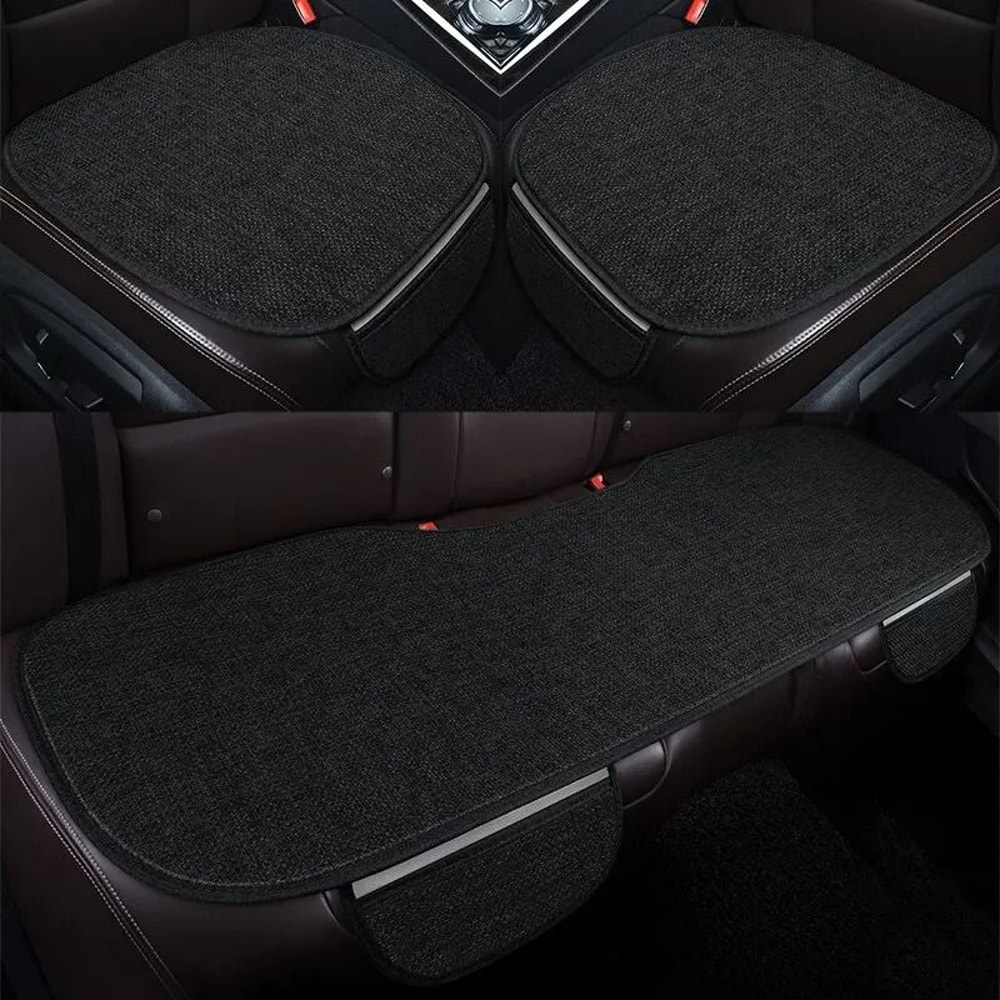 Burlap Car Seat Cushion Set HighPerformance Breathable Linen Comfort For Interior Protection 3Piec 3