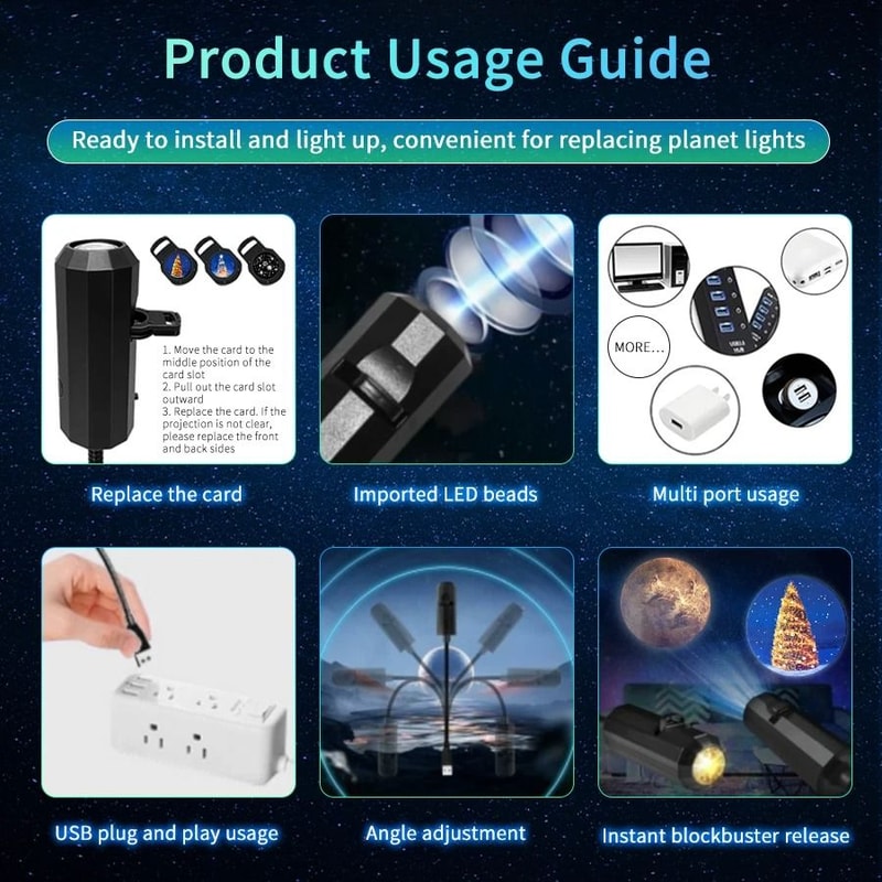 USB LED Projector Night Light HighPerformance Moon Holiday Atmosphere Lamp For Ceiling Wall Deco 1