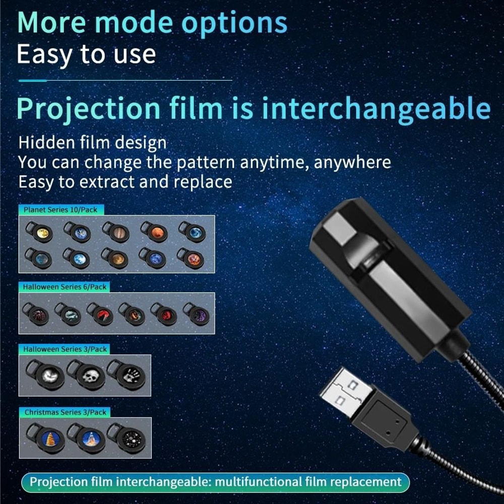 USB LED Projector Night Light HighPerformance Moon Holiday Atmosphere Lamp For Ceiling Wall Deco 2