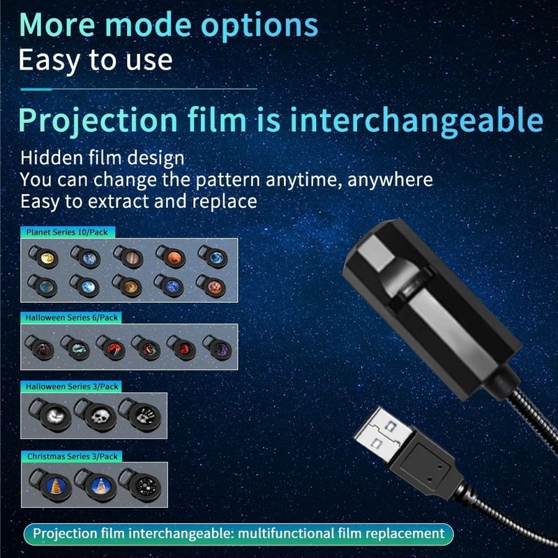 USB LED Projector Night Light HighPerformance Moon Holiday Atmosphere Lamp For Ceiling Wall Deco 2