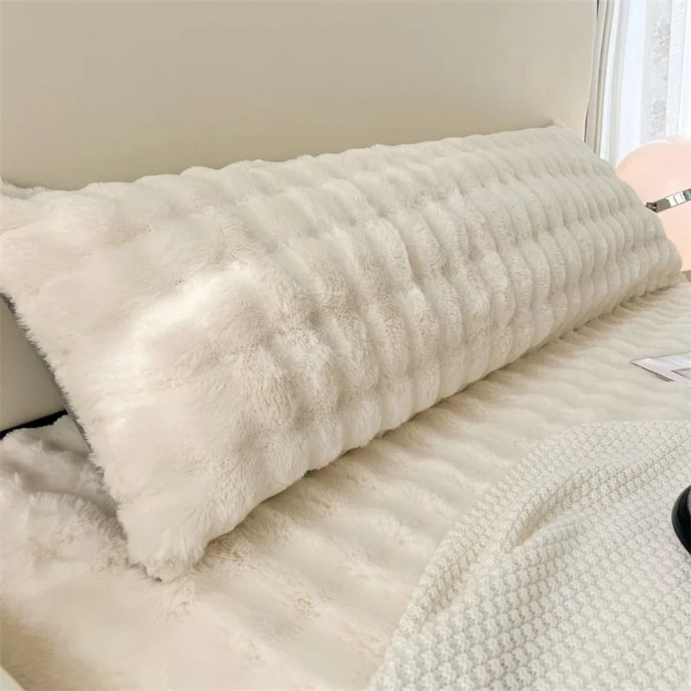 SolidColor Plush Long Pillowcase HighPerformance Soft Decorative Cover For Home Bedroom Decor 0