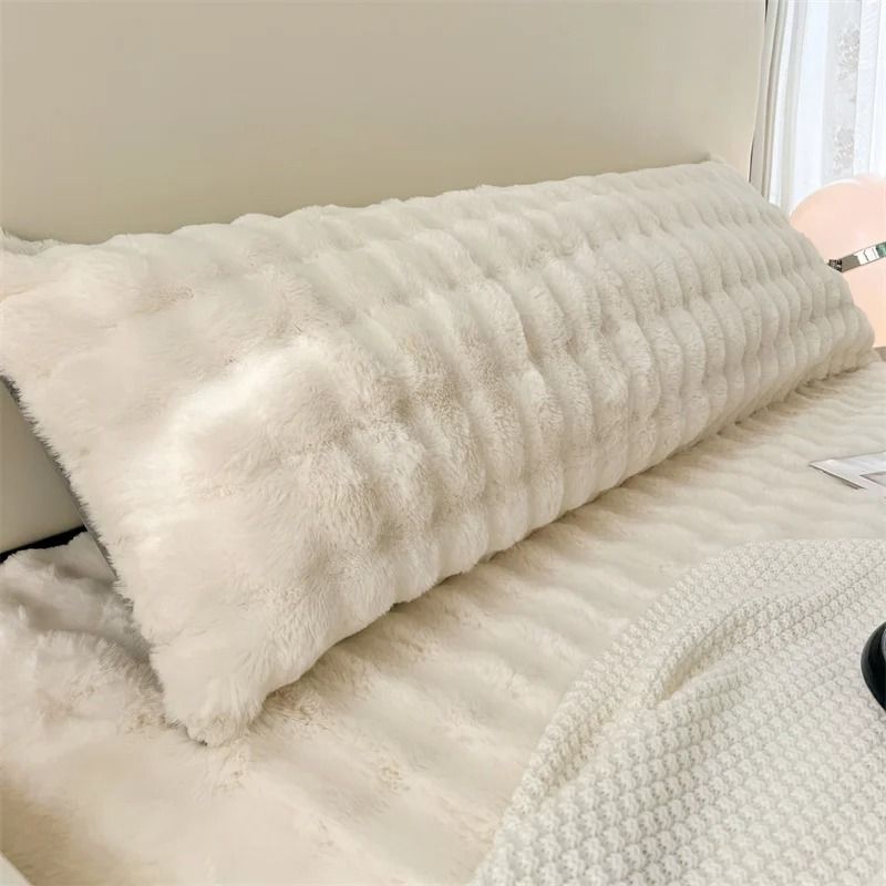 SolidColor Plush Long Pillowcase HighPerformance Soft Decorative Cover For Home Bedroom Decor 0