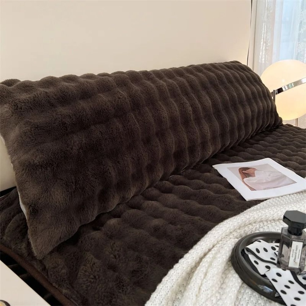 SolidColor Plush Long Pillowcase HighPerformance Soft Decorative Cover For Home Bedroom Decor 9