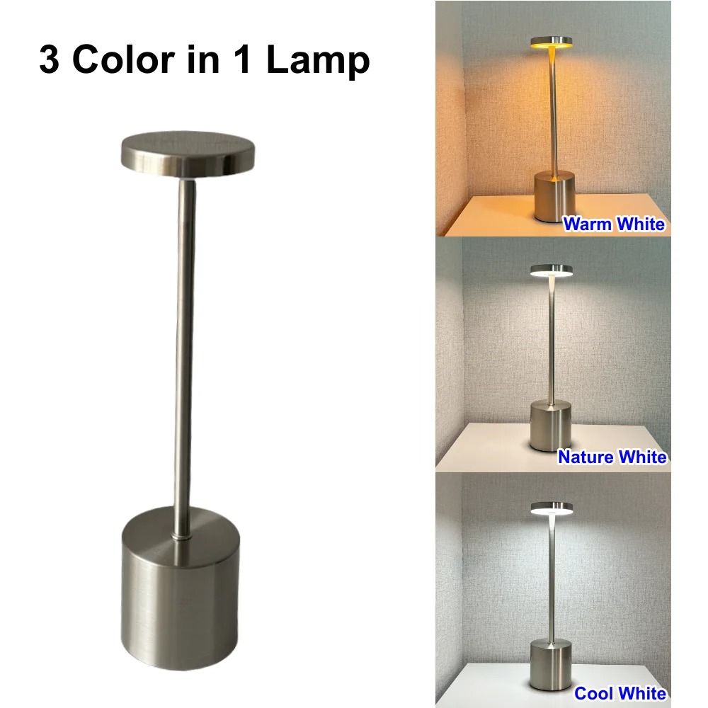 Wireless Rechargeable LED Table Lamp 3Color Touch Sensor Night Light For Home Outdoor Decor 9