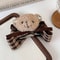 Teddy Bear Checkered Bow Hair Accessory HighPerformance AutumnWinter Fabric Shark Clip 7