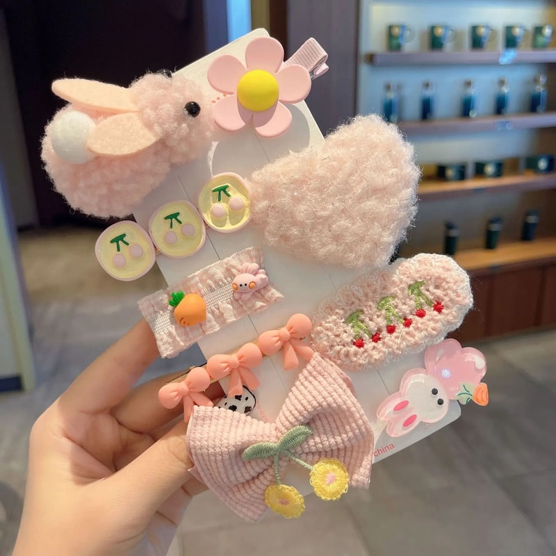 Plush Cartoon Animal Hair Clip Sweet AutumnWinter Side Headdress For Women Girls 4
