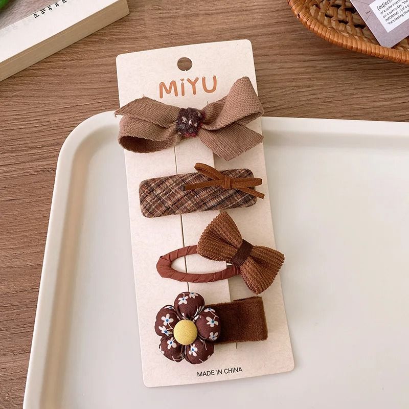 Korean Coffee Warm Series Knit Hair Clips Basic Snap Barrettes For Babies Girls Wool Knit BB Clip 8
