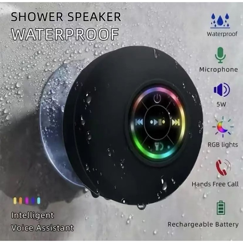 Mini Waterproof Shower Speaker HighPerformance Subwoofer With Suction Cup Handsfree Mic 0