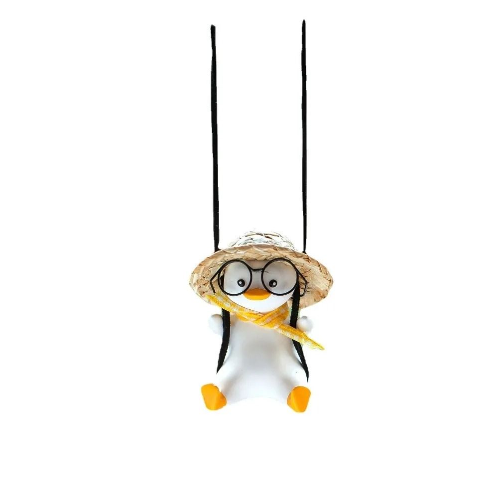 Cute Swing Duck Car Pendant HighPerformance Rearview Mirror Decoration With Glasses 4