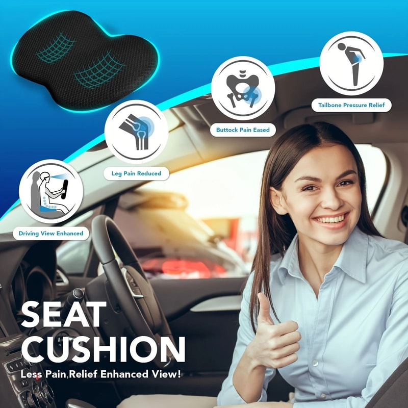 Memory Foam Car Lumbar Support Pad HighPerformance Lower Back Pillow For Driver Pain Relief 3