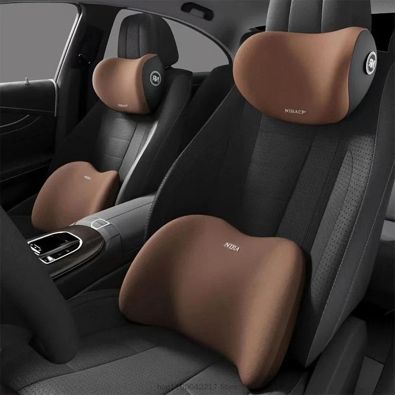 Ergonomic Memory Foam Car Comfort System AllSeason Headrest Lumbar Support Set 9