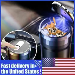 portable car led ashtray – universal smokeless cigarette ash holder for auto interiors