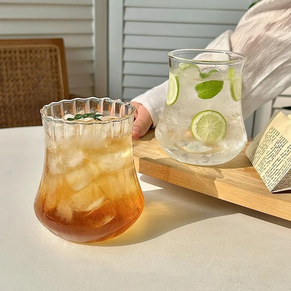 Creative WaveShape Glass Tumbler HighPerformance Transparent Ripple Mug For Iced Coffee Tea 3