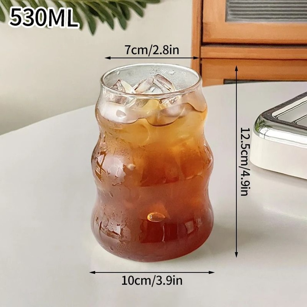 Creative WaveShape Glass Tumbler HighPerformance Transparent Ripple Mug For Iced Coffee Tea 14