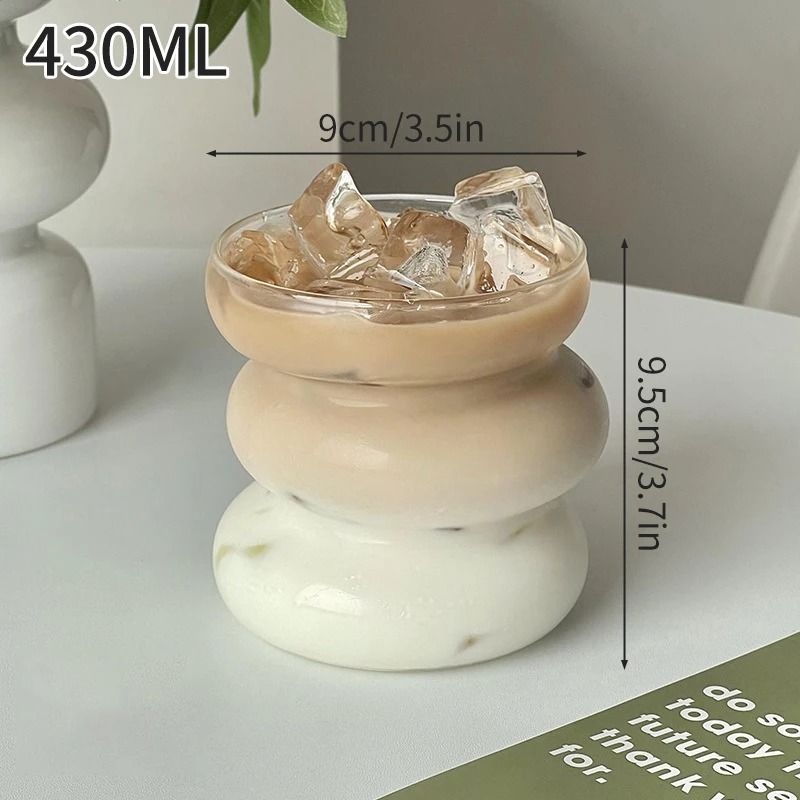 Creative WaveShape Glass Tumbler HighPerformance Transparent Ripple Mug For Iced Coffee Tea 23