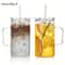 740ML Large Ribbed Glass Tumbler HighPerformance Clear Drinking Cup With Handle Lid Set 0
