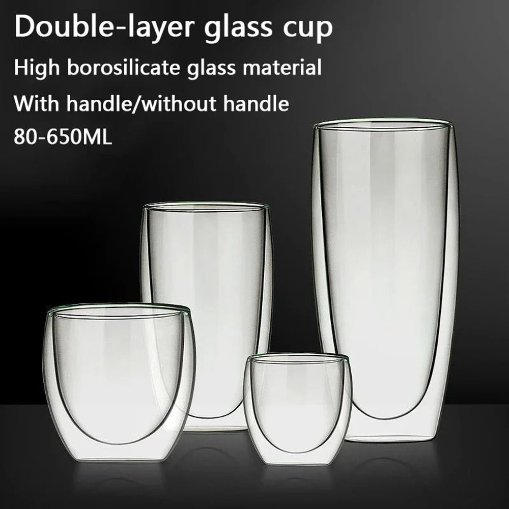 DoubleWall Insulated Glass Mug HighPerformance HeatResistant Tumbler For Coffee Whiskey Cocktails 0