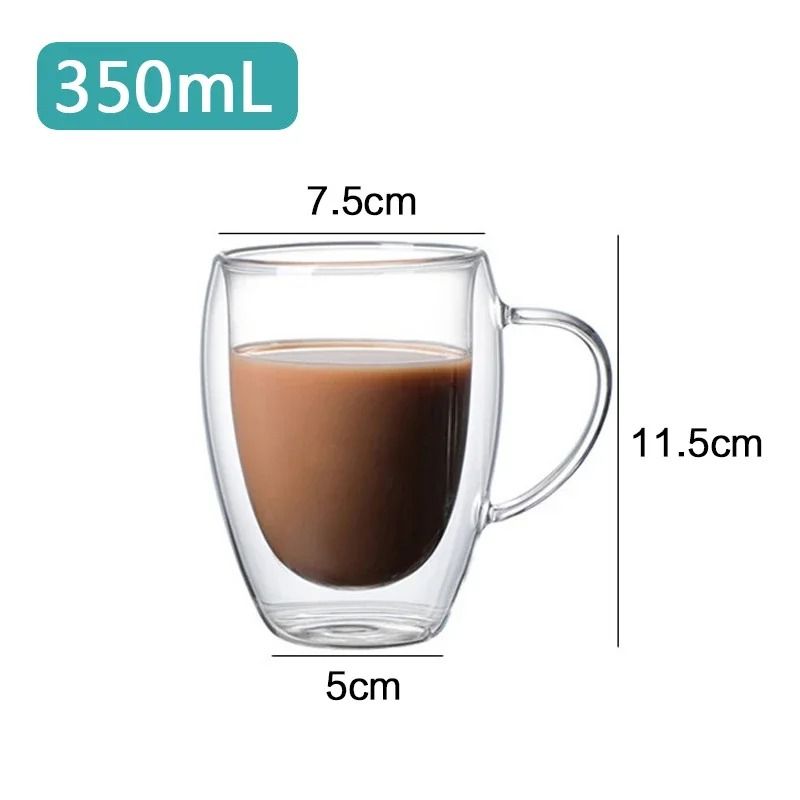 DoubleWall Insulated Glass Mug HighPerformance HeatResistant Tumbler For Coffee Whiskey Cocktails 15