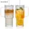 768ML Modern Ribbed Glass Tumbler HighPerformance Clear Coffee Mug With Handle Lid Set 0