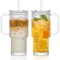 768ML Modern Ribbed Glass Tumbler HighPerformance Clear Coffee Mug With Handle Lid Set 6