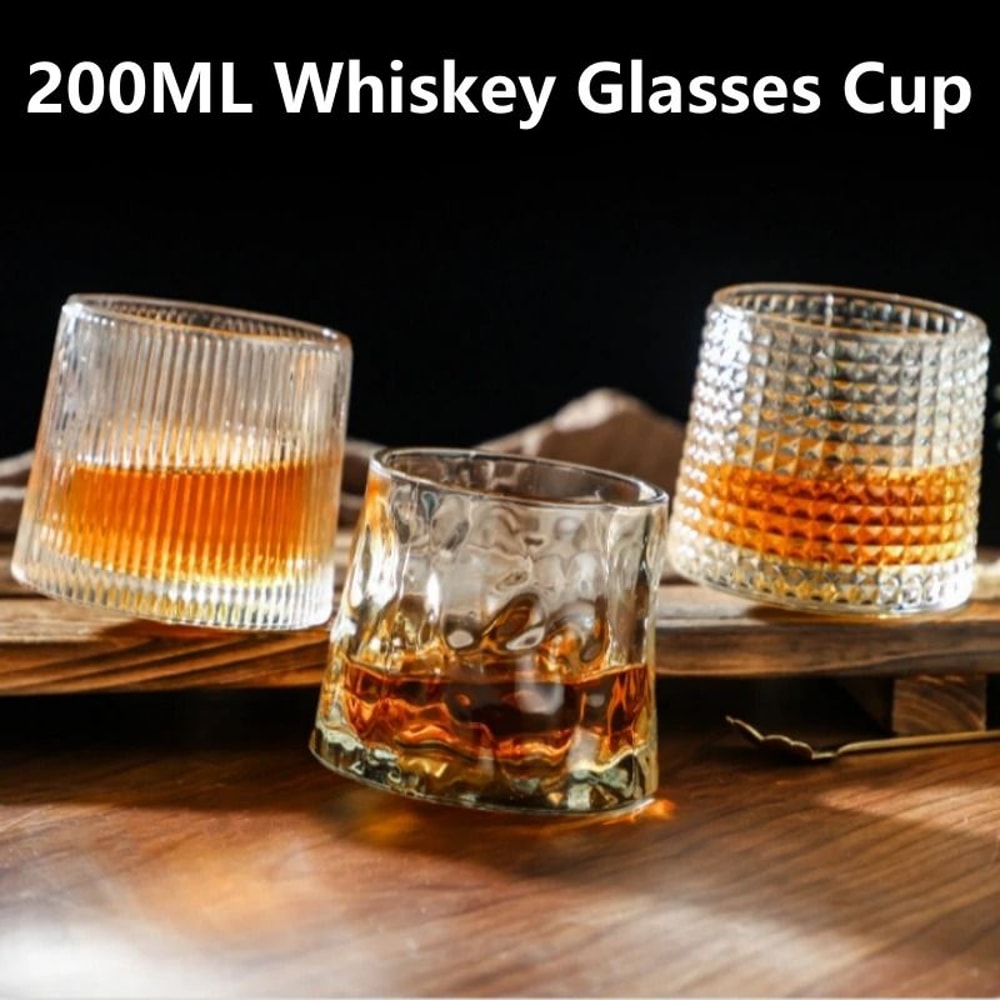 Creative Spinning Whiskey Tumbler HighPerformance Durable Glassware For Cocktails Brandy 0