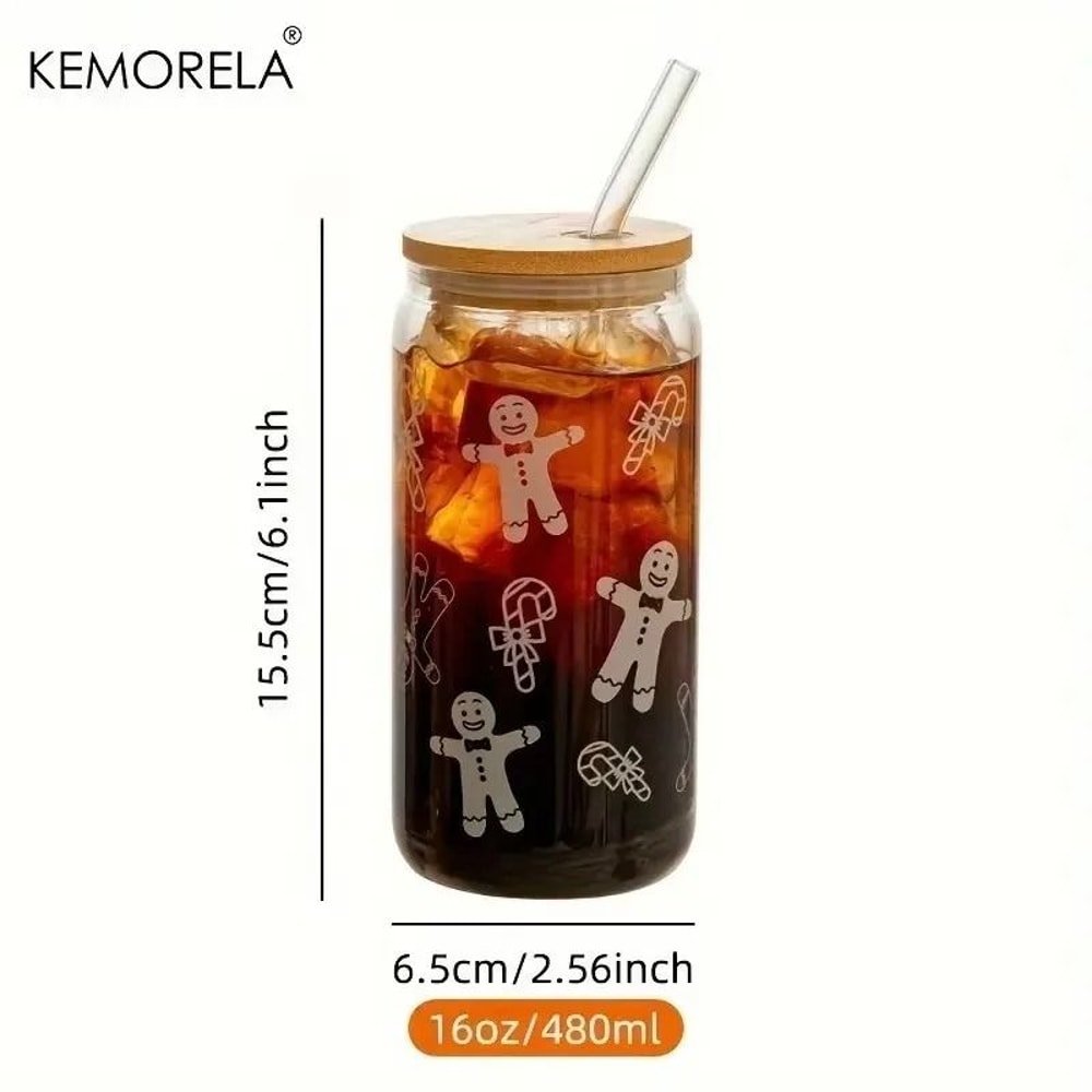Christmas Glass Cup Beer Can Coffee Mug HighPerformance 16oz Holiday Tumbler With Lid Straw 9