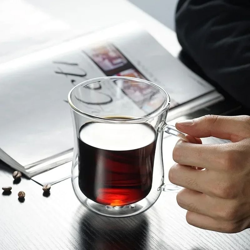 HeatResistant DoubleWall Glass Coffee Cup Set HighPerformance Thermal Beer Tumbler Transparent Dr 4
