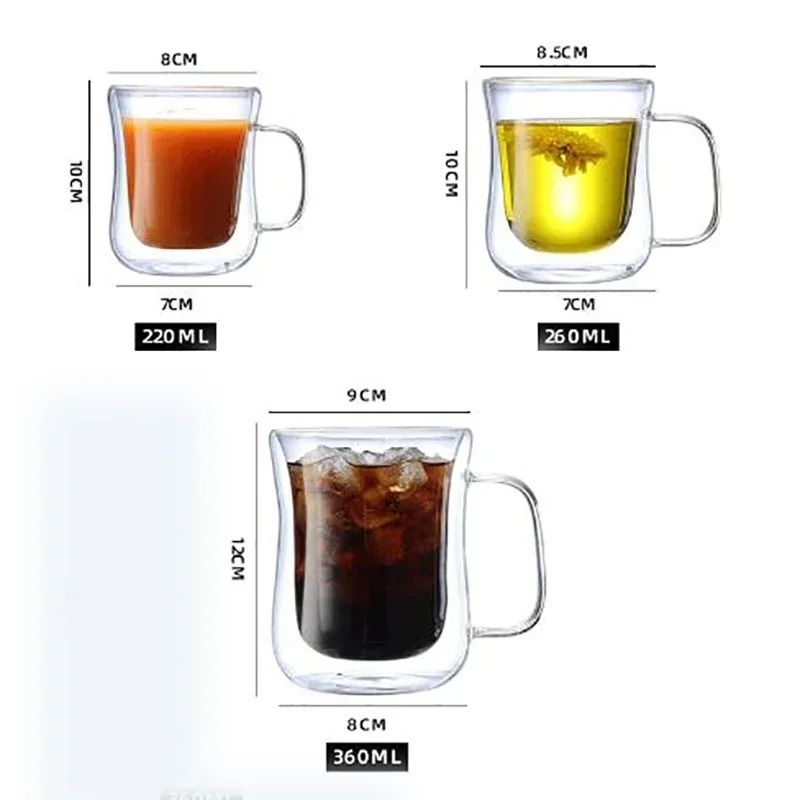 HeatResistant DoubleWall Glass Coffee Cup Set HighPerformance Thermal Beer Tumbler Transparent Dr 5