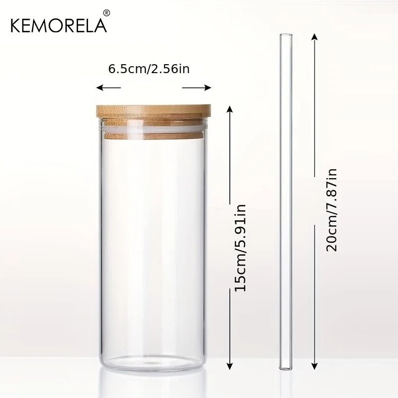 Premium Borosilicate Glass Tumbler Set HighPerformance 600ML Tall Iced Coffee Cups With Bamboo Lid 5