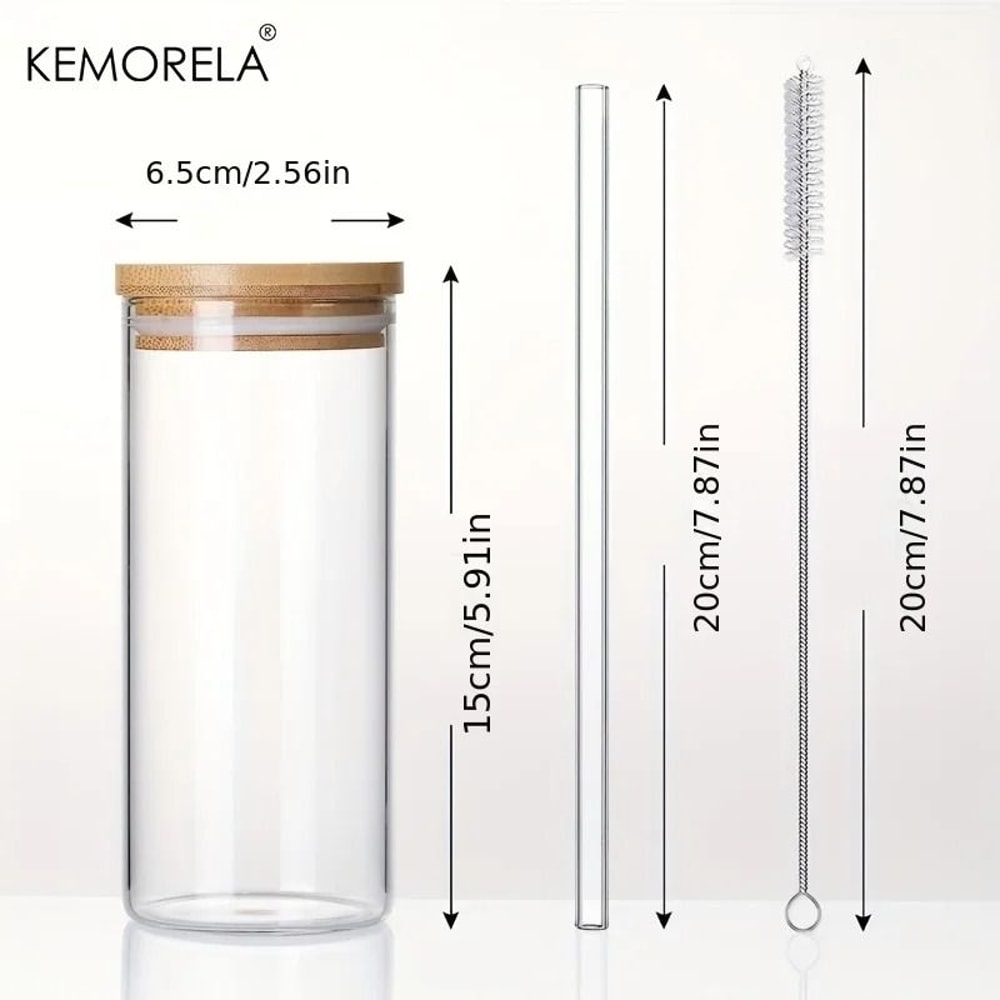 Premium Borosilicate Glass Tumbler Set HighPerformance 600ML Tall Iced Coffee Cups With Bamboo Lid 6