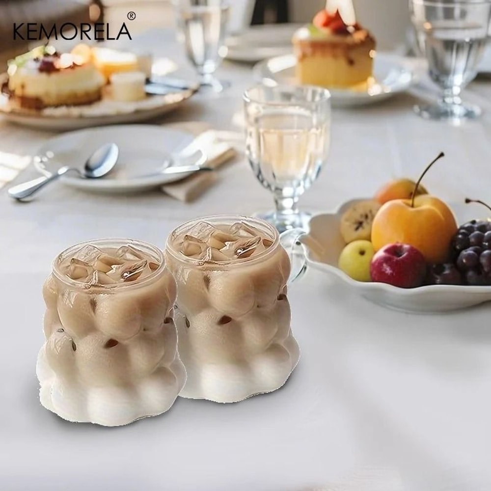 KEMORELA Cloud Glass Tumbler HighPerformance 350ML HeatResistant Bubble Mug For Coffee Cocktails 0