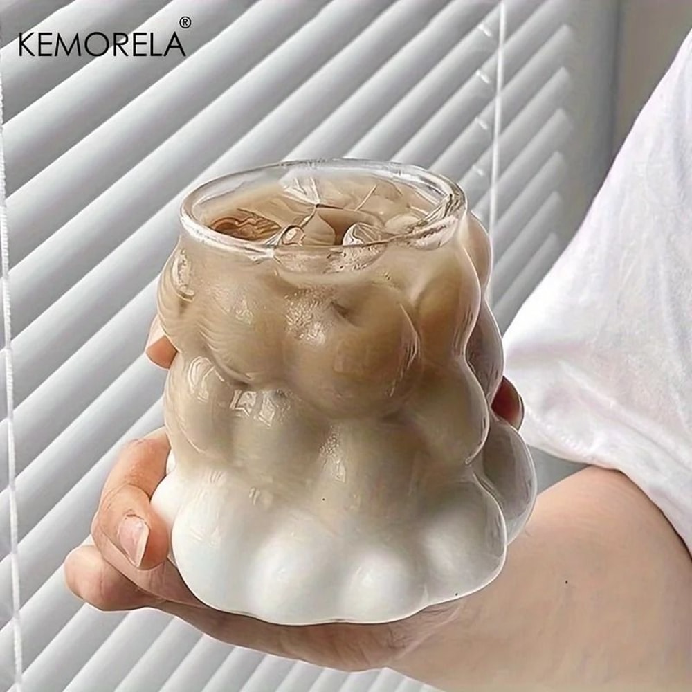 KEMORELA Cloud Glass Tumbler HighPerformance 350ML HeatResistant Bubble Mug For Coffee Cocktails 1