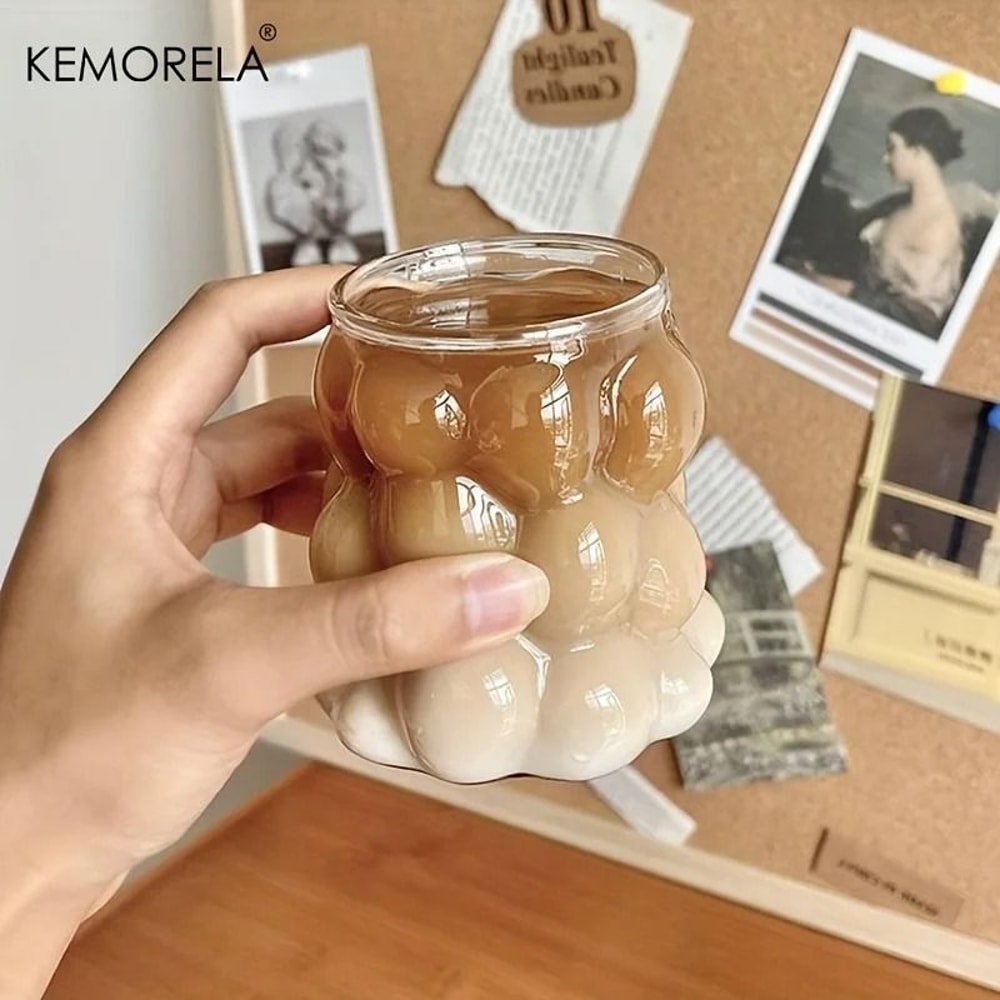 KEMORELA Cloud Glass Tumbler HighPerformance 350ML HeatResistant Bubble Mug For Coffee Cocktails 2