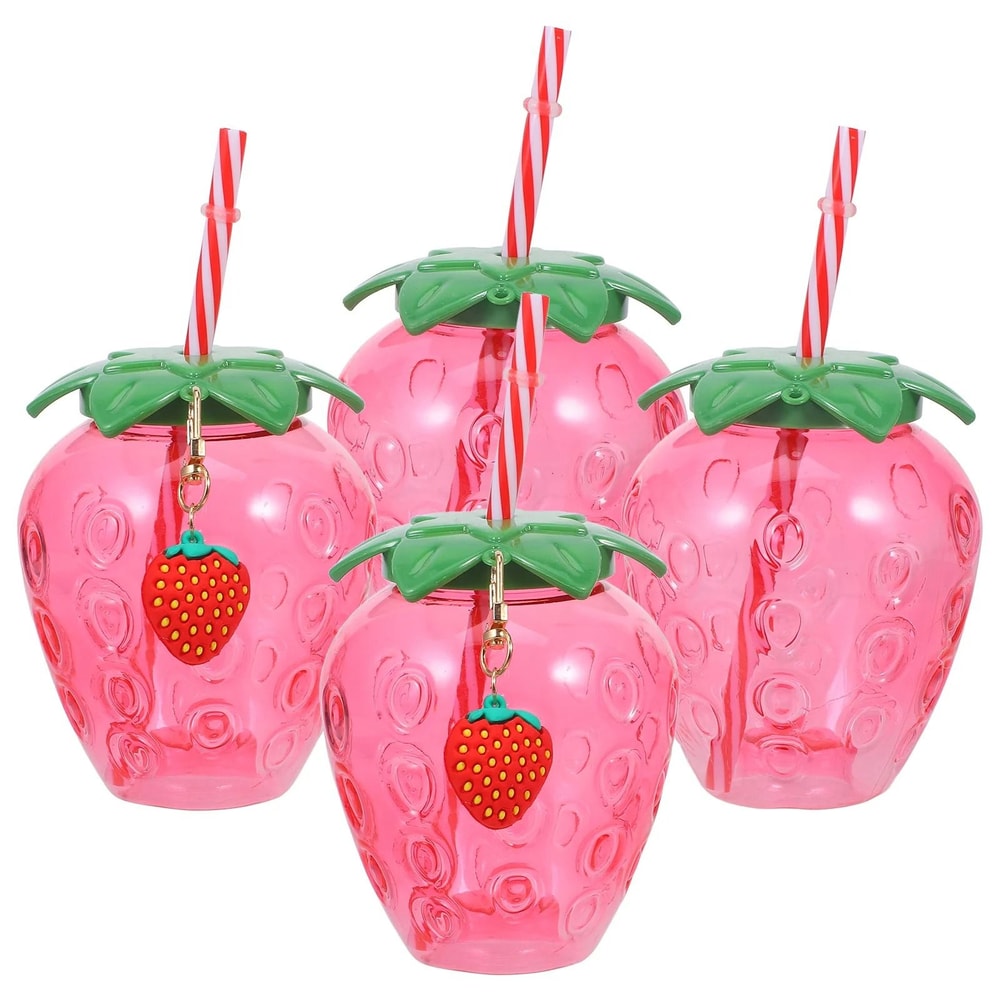Hawaii Strawberry Glassware Set HighPerformance 4Piece Drinking Tumbler For Juice Cold Beverages 0