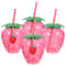 Hawaii Strawberry Glassware Set HighPerformance 4Piece Drinking Tumbler For Juice Cold Beverages 0