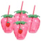 Hawaii Strawberry Glassware Set HighPerformance 4Piece Drinking Tumbler For Juice Cold Beverages 0