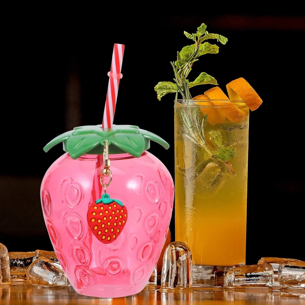 Hawaii Strawberry Glassware Set HighPerformance 4Piece Drinking Tumbler For Juice Cold Beverages 2