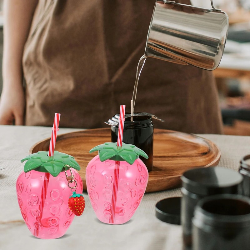Hawaii Strawberry Glassware Set HighPerformance 4Piece Drinking Tumbler For Juice Cold Beverages 4