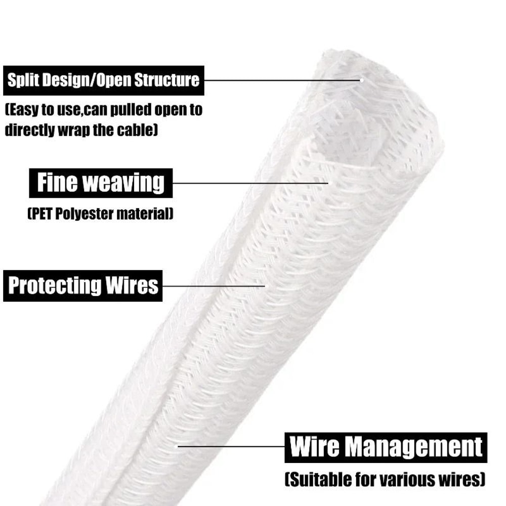 SelfClosing Braided Cable Sleeve HighPerformance PET Insulated Split Loom Wire Organizer Wrap 1