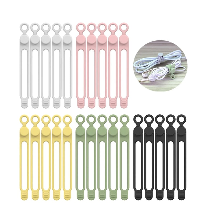 Silicone Travel Cable Ties HighPerformance Elastic Cord Organizer Reusable Wire Straps 0